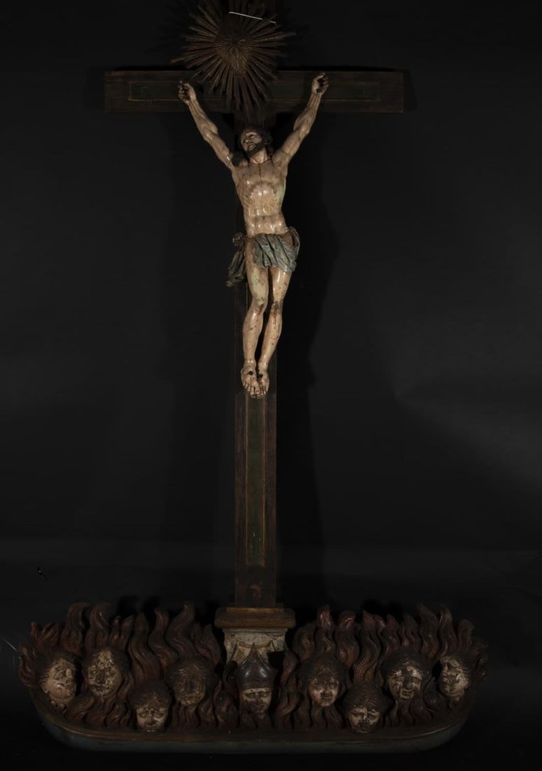 Monumental Colonial Portuguese Goa South India Christ, late 17th century, in teakwood (1 of 4)