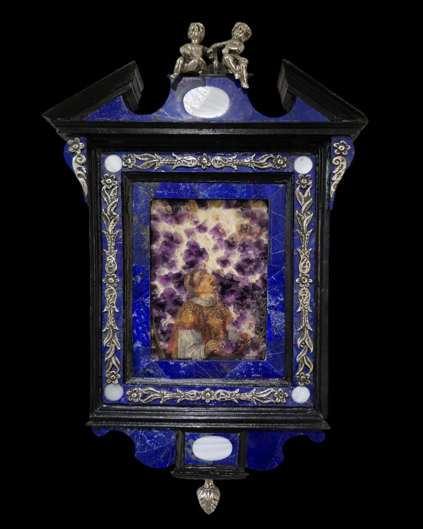 Circle of Jacques Stella (1596-1657) - Martyrdom of Saint Stephen c.1650, 17th century roman school: An exceptional 17th-century work: an oil on amethyst painting depicting the martyrdom of St. Stephen, the first Christian martyr. The painting masterfully captures the moment when St. Stephen is stone