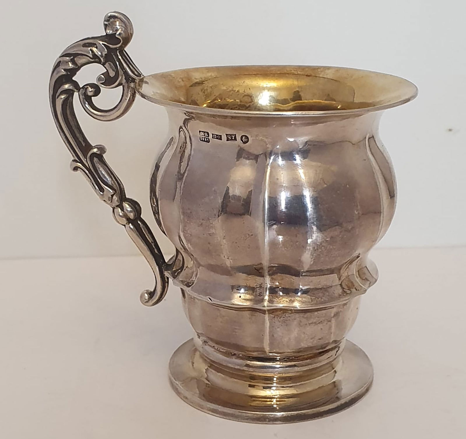 Imperial Russian silver egg cup, year 1835: 204g, 9.5cm