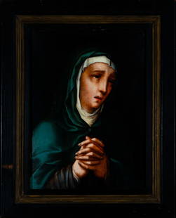 Luis de Morales "The Divine" (Badajoz, around 1510 - Alcántara?, Cáceres, 1586) - Our Lady of: Oil on panel. Dimensions: 37 x 27 cm (unframed), 49 x 39 cm (framed). A report by Isabel Mateo Gómez, carried out in December 2022, is attached. This work recently came onto the market alongside a pa