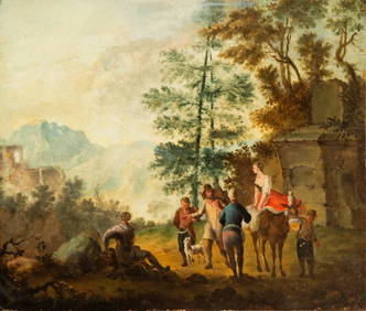 Landscape painting with figures - Flemish School by David Teniers II 17th century (1 of 4)