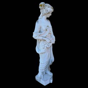 Marble sculpture of a young woman with flowers, Italy, 20th century (1 of 5)