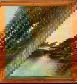 Spanish School of the 20th Century - Landscape with river, Signed J. Aforera (1 of 5)