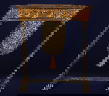 19th-century Filipino gold lacquer sewing box: Lacquered. Measurements: 63 cm x 54 cm x 35 cm
