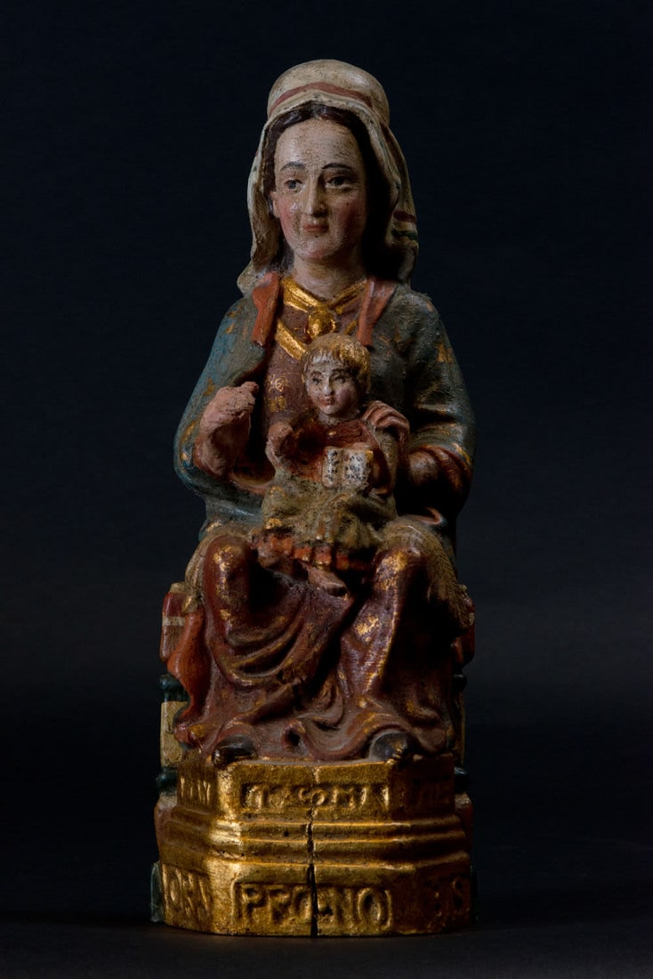 Enthroned Virgin with Child, following Romanesque models, 19th century Spanish school (1 of 5)