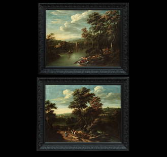 Jan Philip Spalthoff (Active in Antwerp between 1700 and 1724) Pair of Exquisite 18th Century Dutch: Pair of signed oil paintings on canvas, dimensions: 70 x 90 cm, frame dimensions: 90 x 107 cm. Provenance: Liquidation of an important European private collection, lots 168-259).