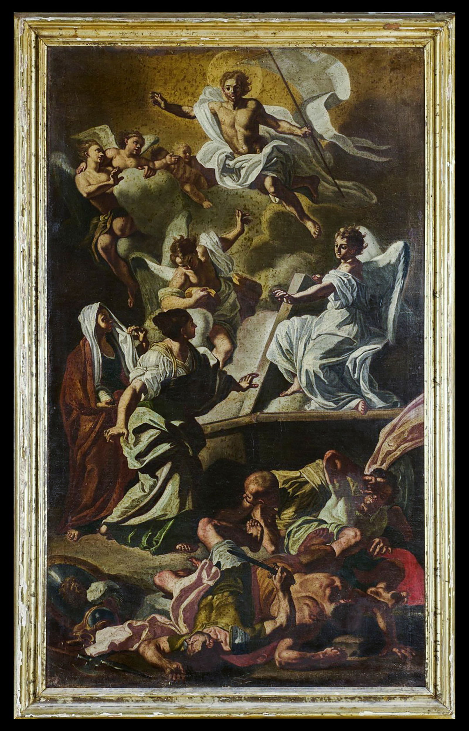 Attributed to Francesco Solimena (Canale, 1657 - Barra, 1747) - Resurrection of Christ: Oil on canvas. Dimensions: 129 x 77 cm (framed). Good condition for its age.