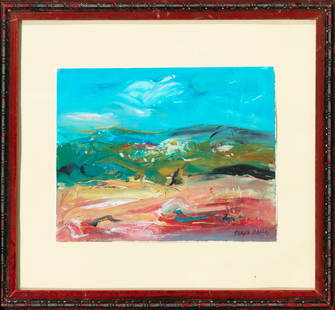 Abstract landscape. Spanish School. 21st century — José Antonio Serna Ramos (1927, Alicante –: Oil on canvas. An abstract, expressionist composition that recreates an undulating landscape through the bold and free use of color. The dense, gestural brushstrokes, laden with matter, trace an undul