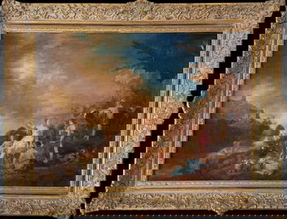The Bath of Venus, a beautiful oil on canvas painting from the French Rococo school by Jean Honoré: Canvas dimensions: 53x73cm, framed dimensions: 72x91cm