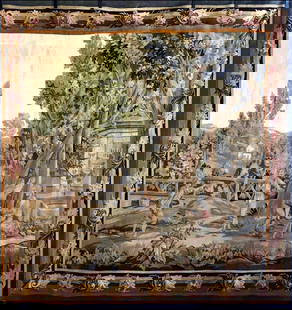 AUBUSSON tapestry from the late 19th century, early 19th century: In wool decorated with children playing. 20th century 260 x 245 cm