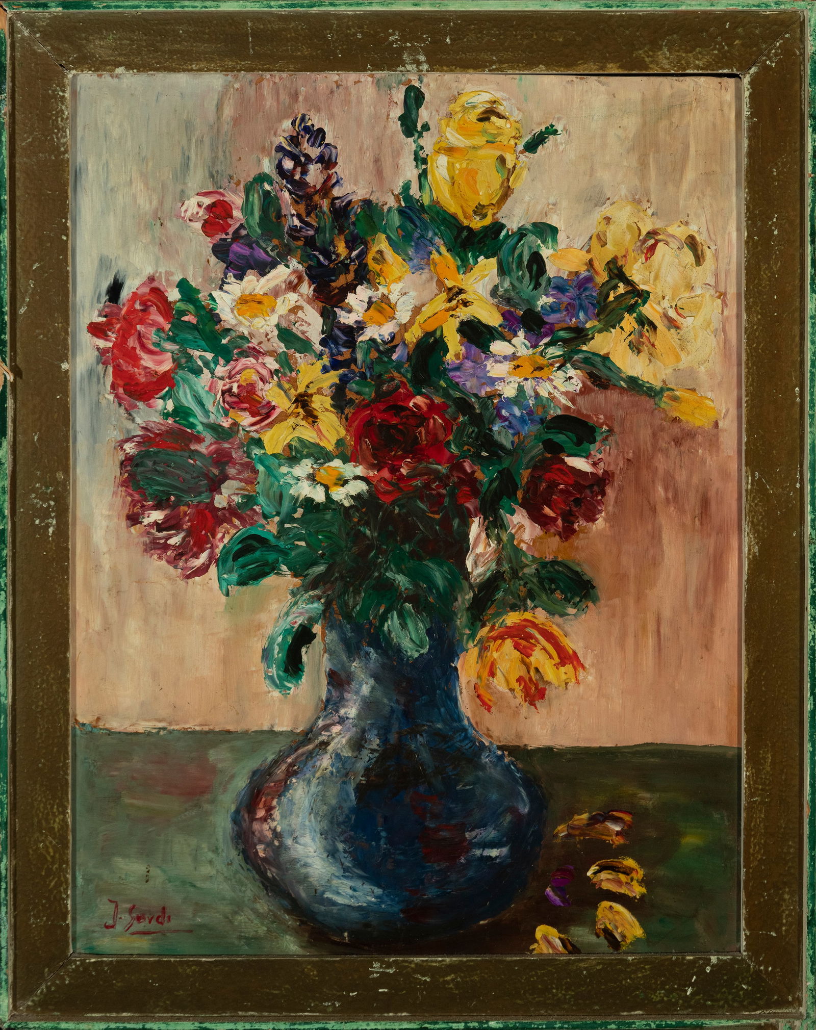 J. Sardi, 20th century, oil painting vase - East European School (1 of 6)