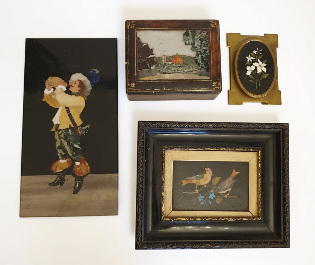 4 precious objects in Pietra dura made in XIX century. Italian School. 19th Century (1 of 1)
