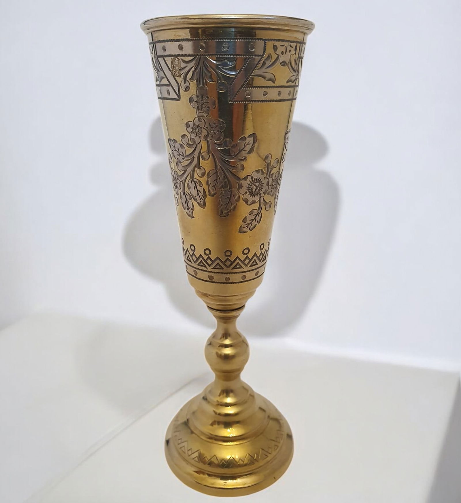 Imperial Russian gilded silver egg cup, year 1884: 84 g weight
