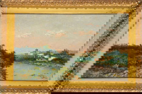 19th-20th century landscape painting: Oil on canvas. Measurements: 101 cm x 59 cm and 122 cm x 82 cm