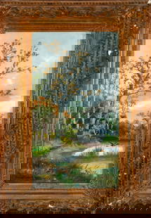 Oil painting on canvas, Central European landscape, 19th century: 47 cm x 26 cm and 66 cm x 43 cm