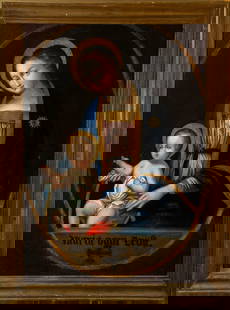 Oil painting on canvas Virgin and Child 17th century: 83 cm x 62 cm and 95 cm x 75 cm