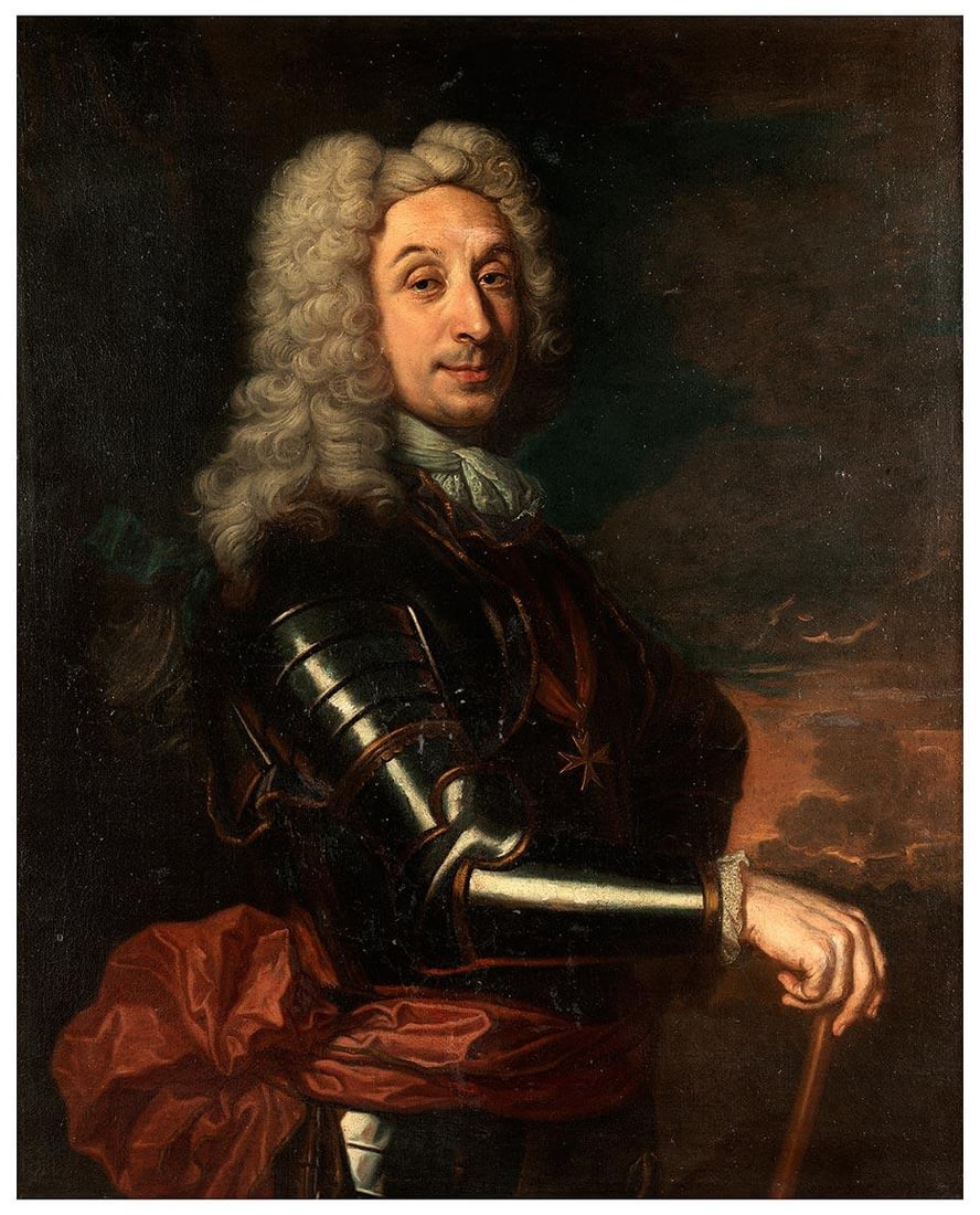 Francesco Solimena (Canale di Serino, 1657 – Naples, 1747) - Portrait of a Knight of the Order of: Oil on canvas. Dimensions: 109 x 91 cm. A report by Professor Stefano Causa is attached. This portrait, of great compositional elegance and technical refinement, depicts a knight of the Order of Malta