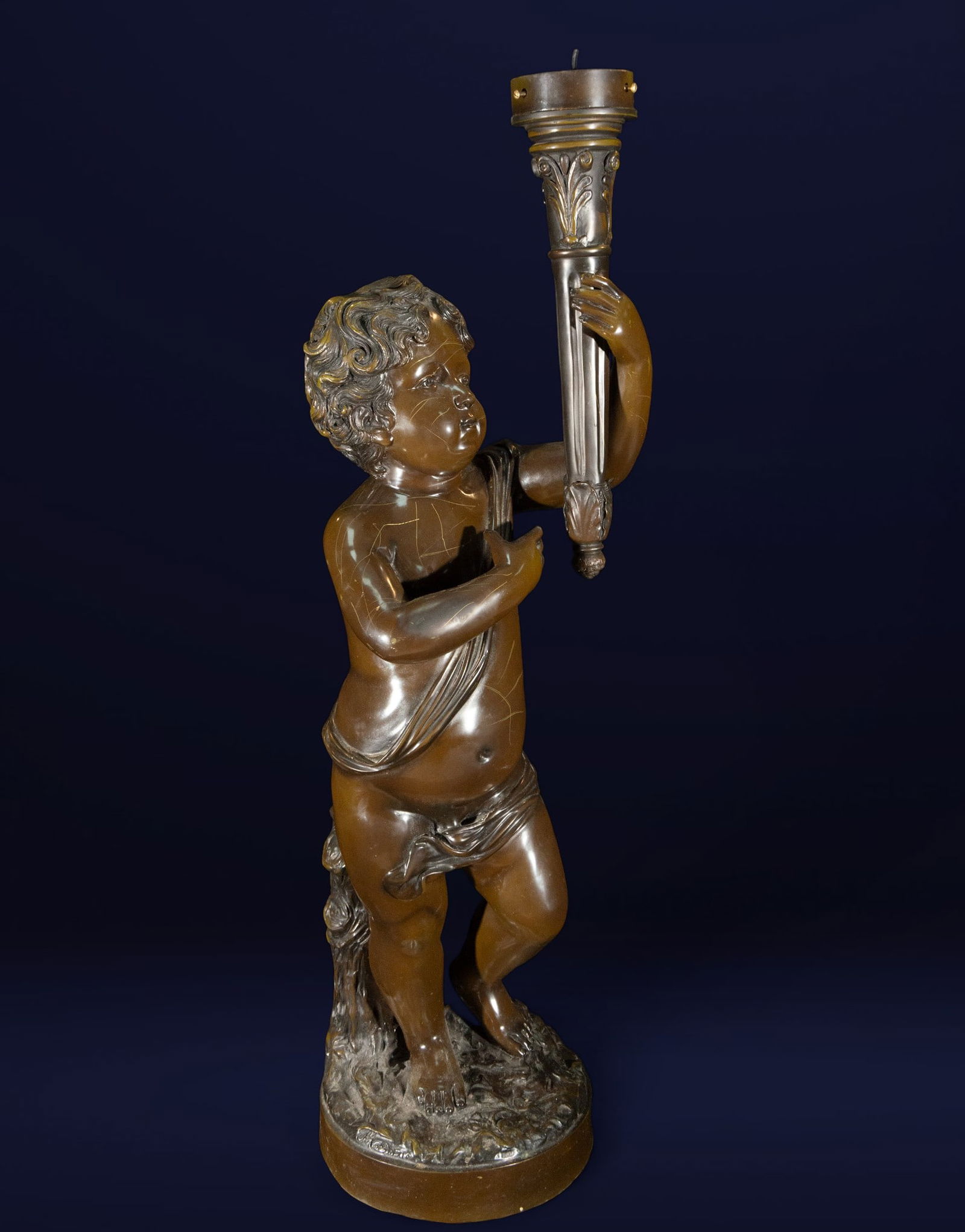 Lamplighter in the form of a child carrying a torch. French School. 19th century (1 of 5)