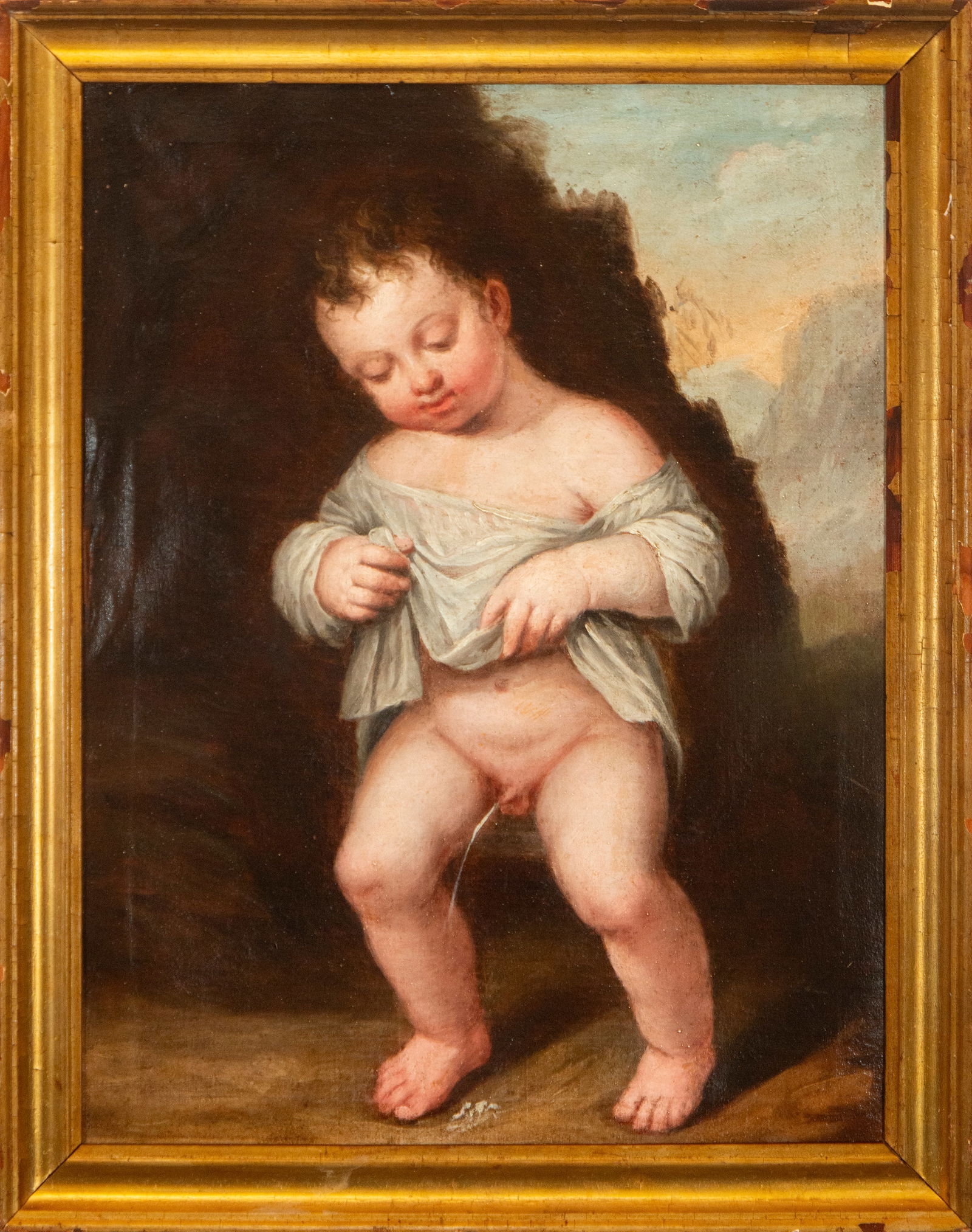 Manneken Pis - Austrian or German School of the 17th century: Oil on canvas. Measurements: 45 cm x 44 cm and 51 cm x 40 cm