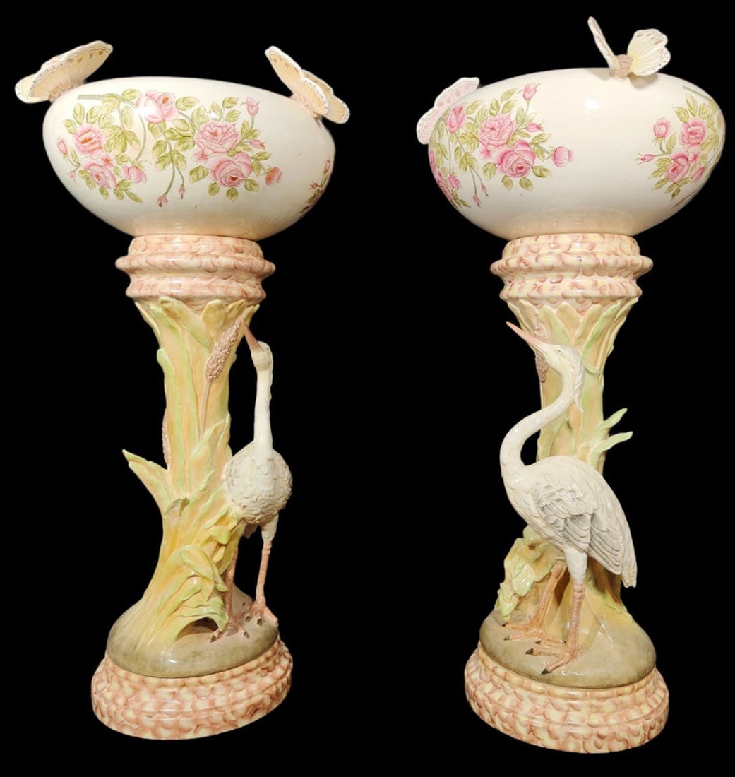 Delphin Massier (1836 - 1907) Important pair of ceramic pots with columns (1 of 8)