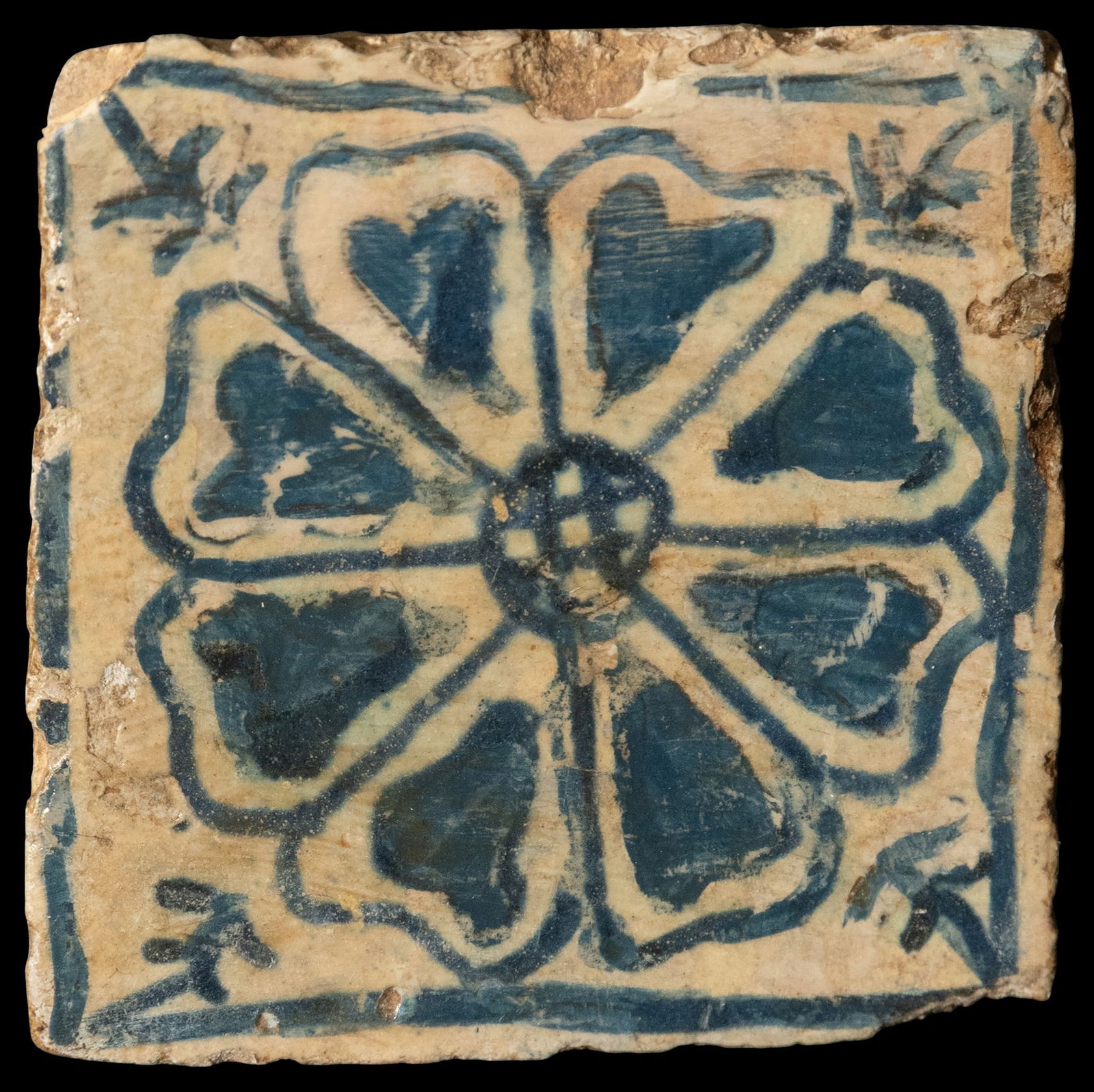 "Taco" tile Manises 20th century: Measures 6 x 6 cm