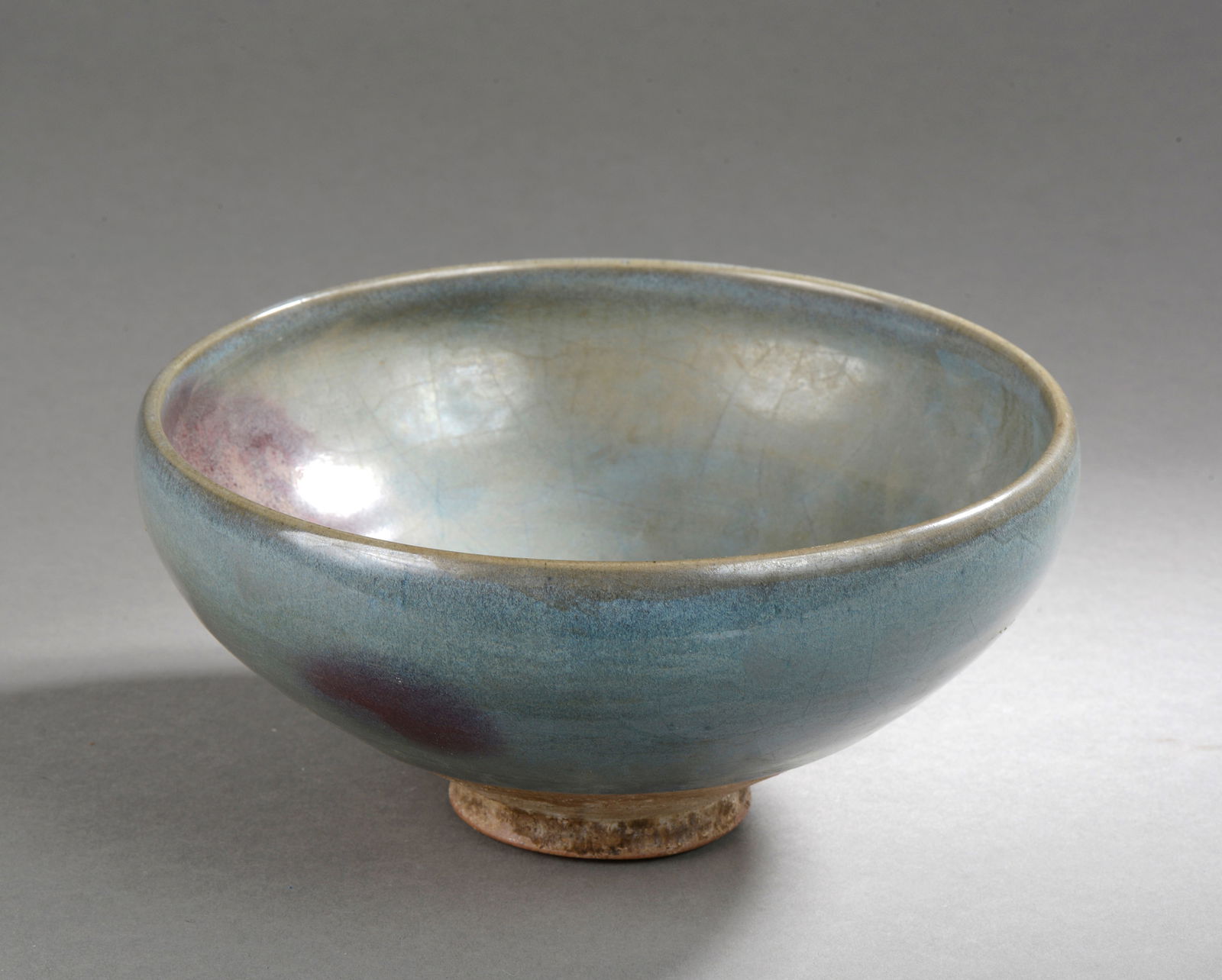 Jun Lianzi stoneware bowl with lavender-blue glaze stained with violet. Porcelain. Yuan Dynasty. (1 of 20)