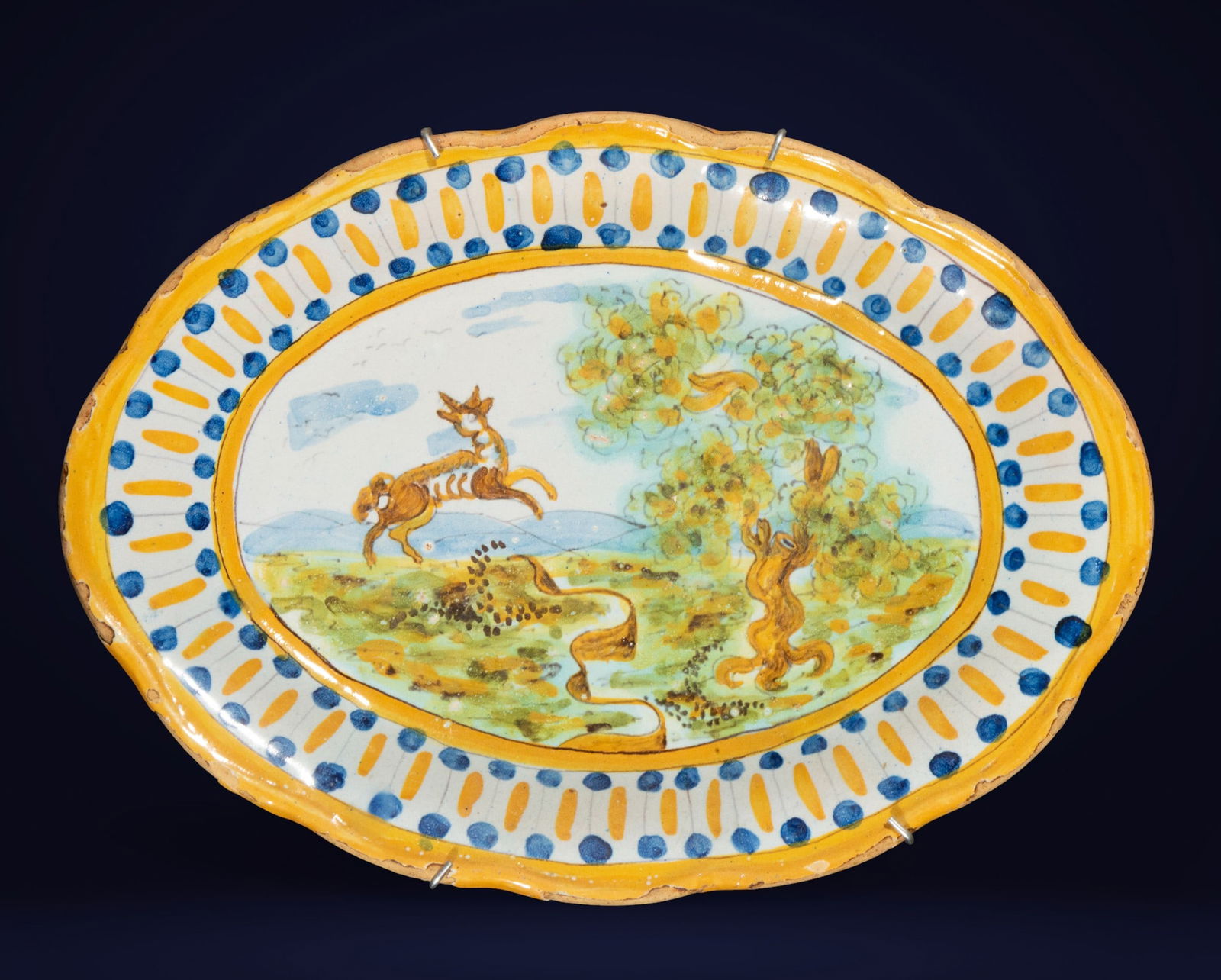 Talavera plate, 19th-20th century: Measurements: 30 cm x 22 cm x 3 cm