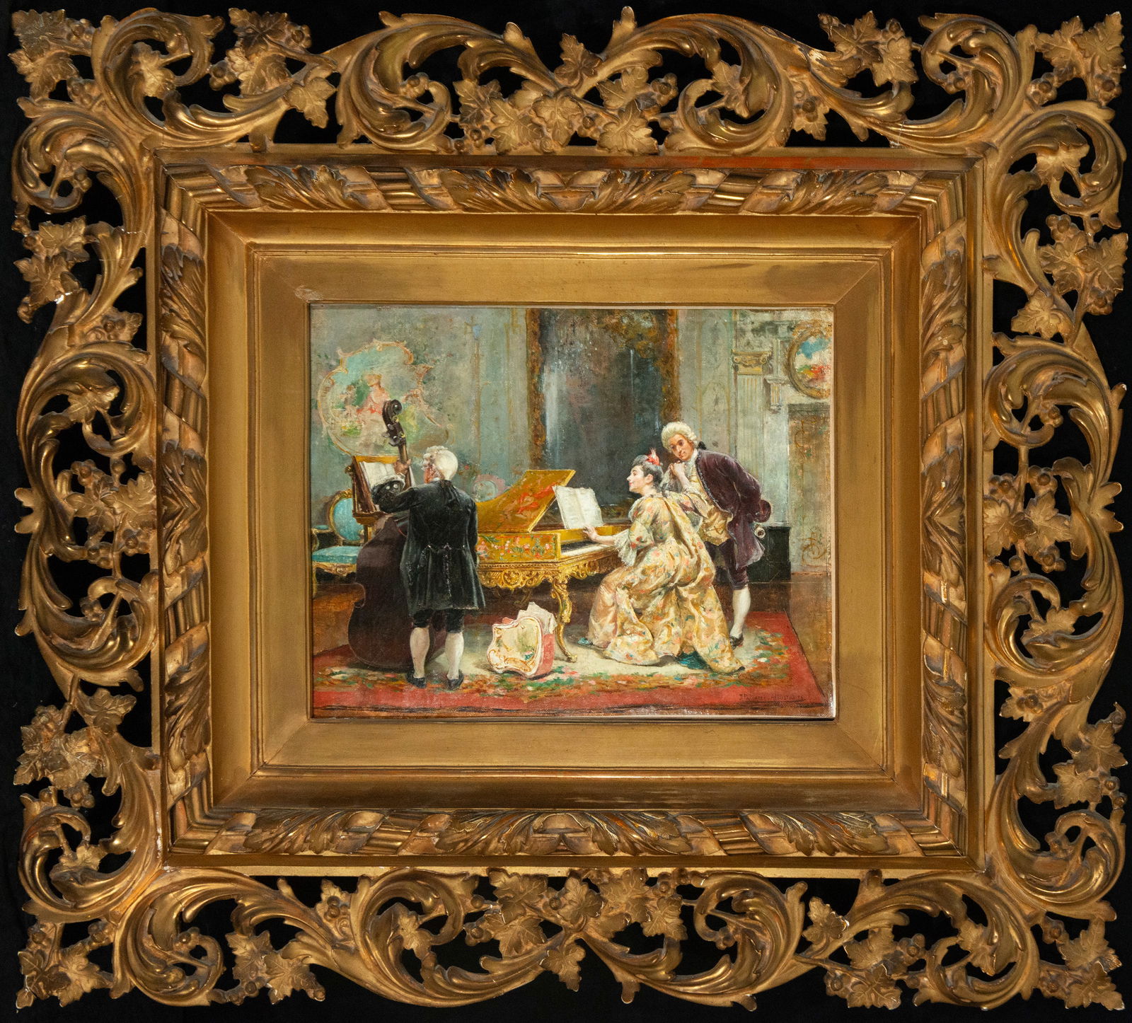 Joaquín Pallarés Austante. Singing Lesson. Spanish School. 19th Century. Signed. (1 of 4)