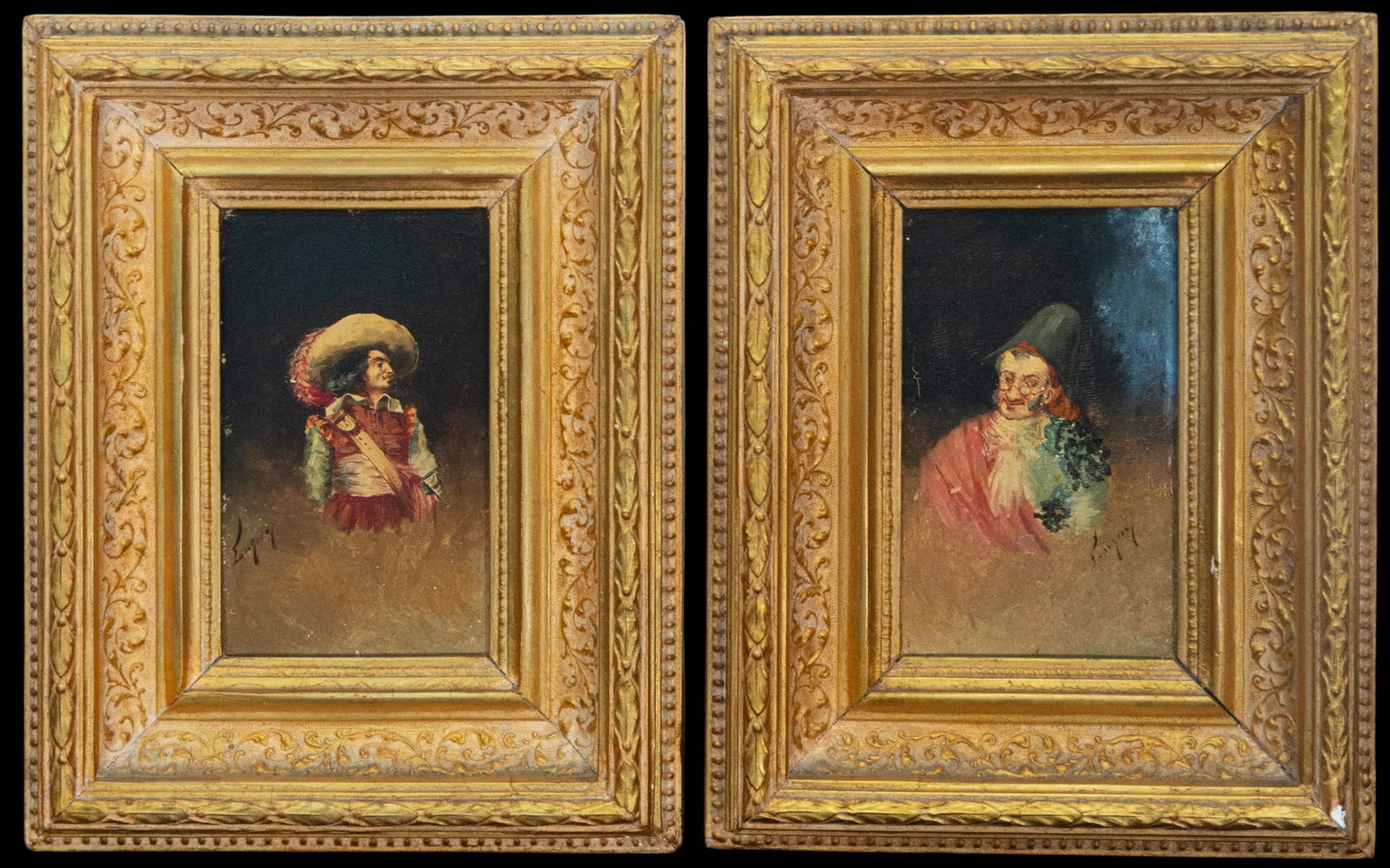 Eugenio Lucas, signed - Pair of portraits of gentlemen. Spanish School. 19th century. Signed. (1 of 4)