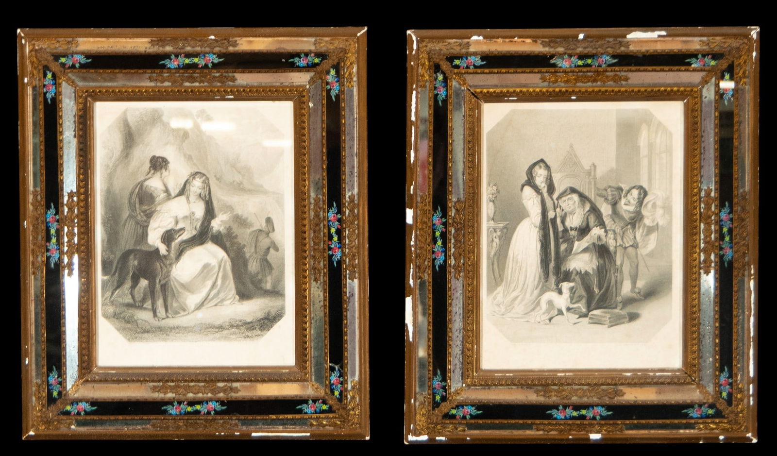 Pair of Romantic engravings. European School. 19th century. (1 of 7)