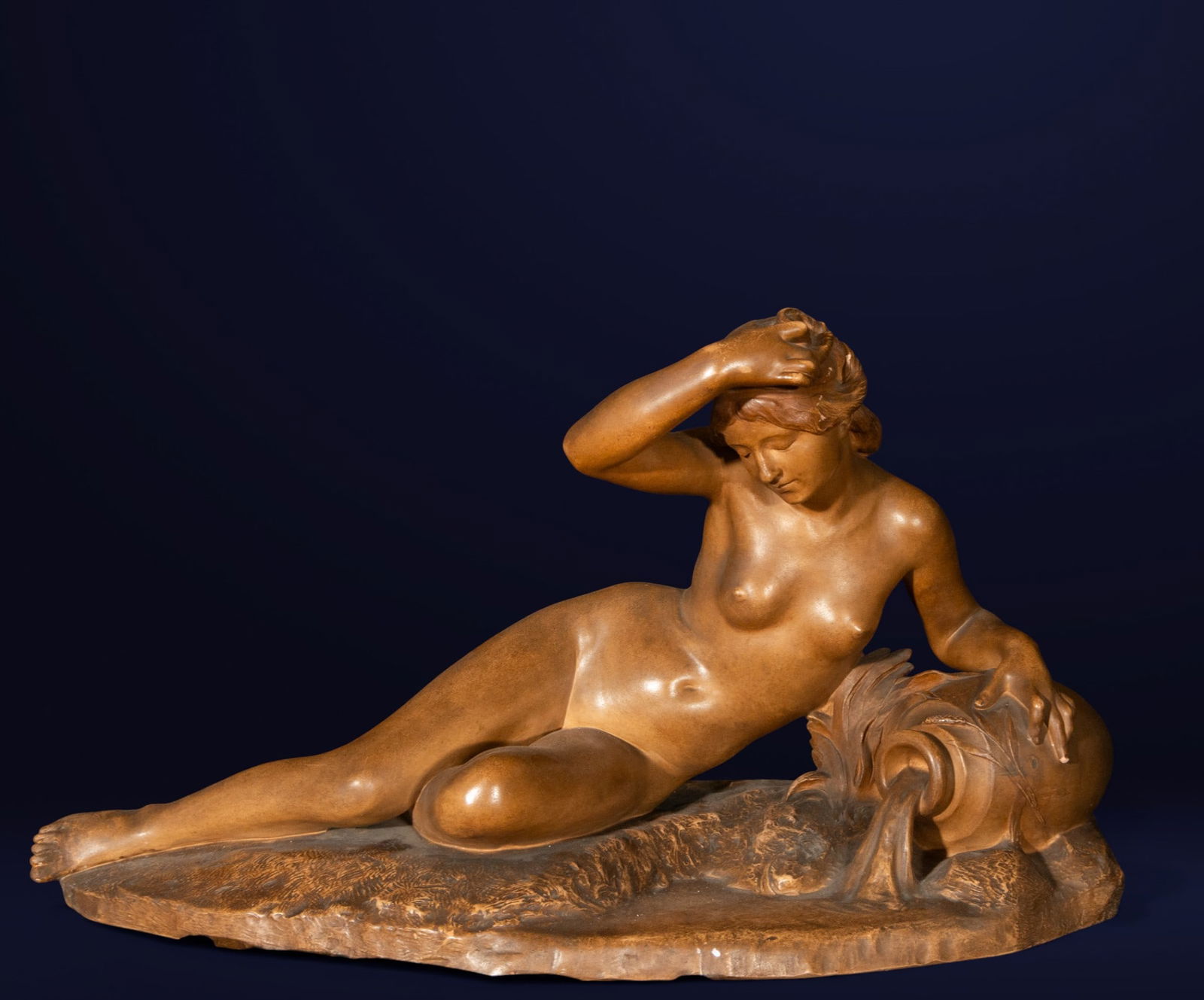 Woman reclining next to a pitcher. French School. 19th century. (1 of 4)