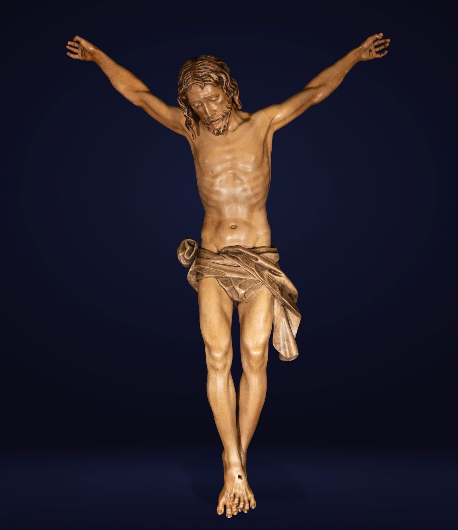 Christ crucified in carved wood, Contemporary School, 20th Century (1 of 7)