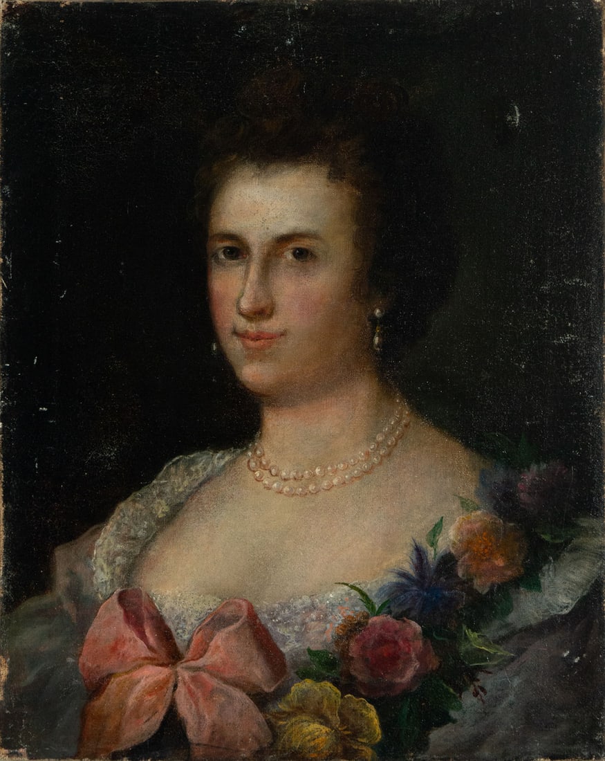 Bust of a Lady, 18th century German school: Oil on canvas. Canvas measures 54 x 42 cm