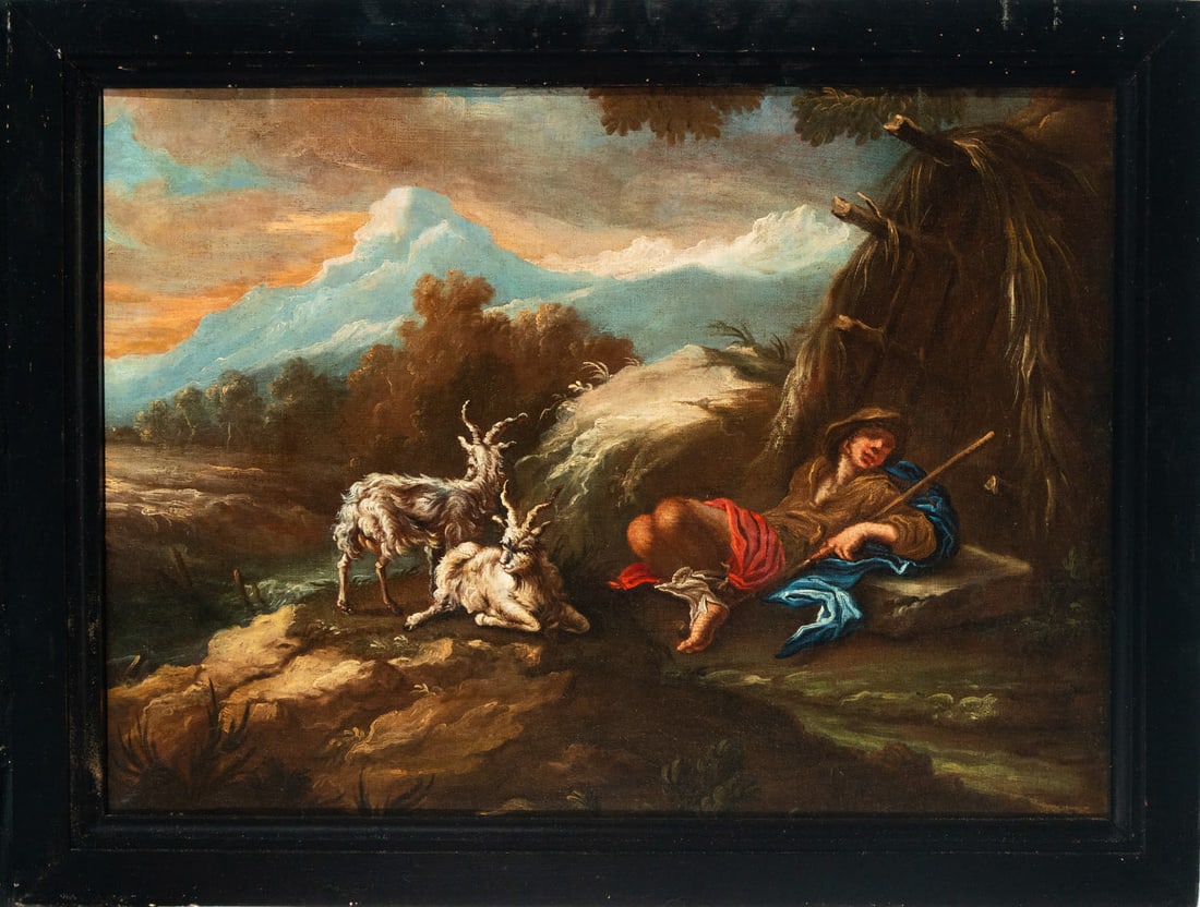 Shepherd with Sheep, 18th century Italian school, circle of Salvator Rosa, Rose of Tivoli (1 of 5)