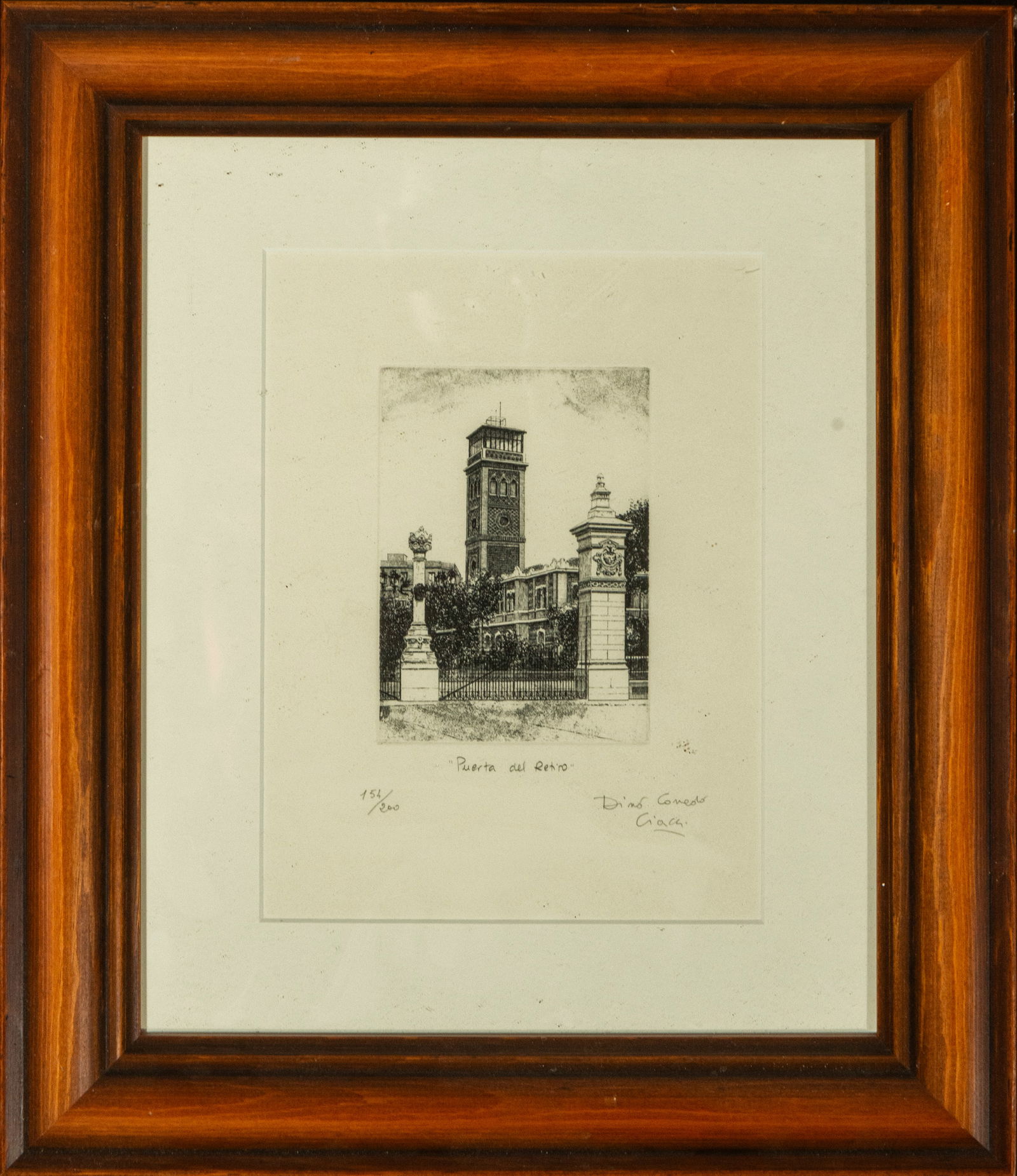 Dino Corrado Giaci (1953) - Gate of Retreat: Etching on paper. Dimensions: 13 x 9 cm. Signed and numbered in pencil.