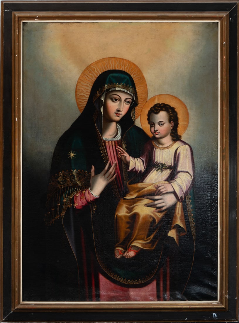 Madonna del Pópolo, 18th century Roman Italian school: Oil on canvas, framed dimensions: 144 x 107, canvas dimensions: 126 x 91