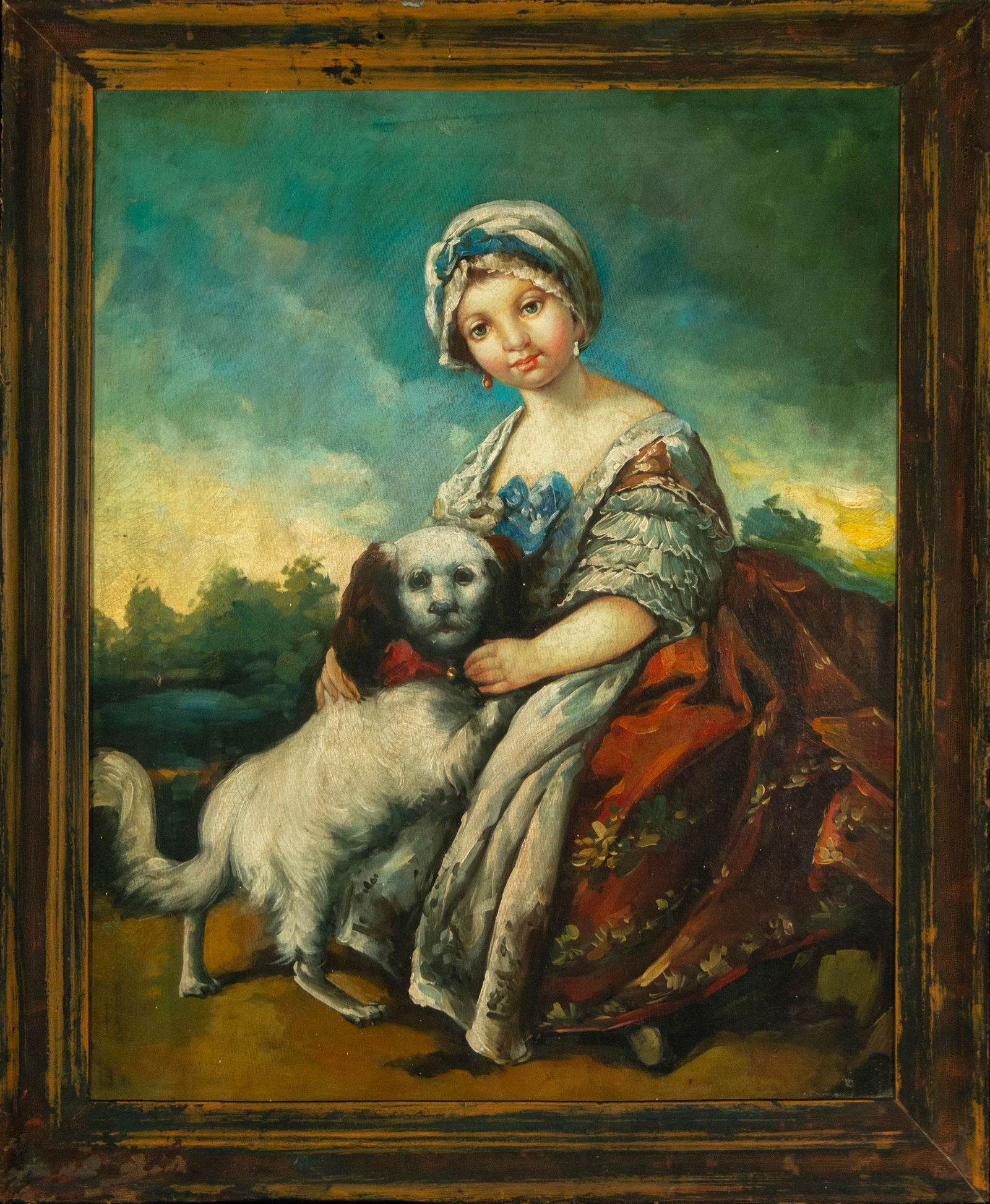 Girl with Dog. European Romantic School - 19th Century (1 of 4)