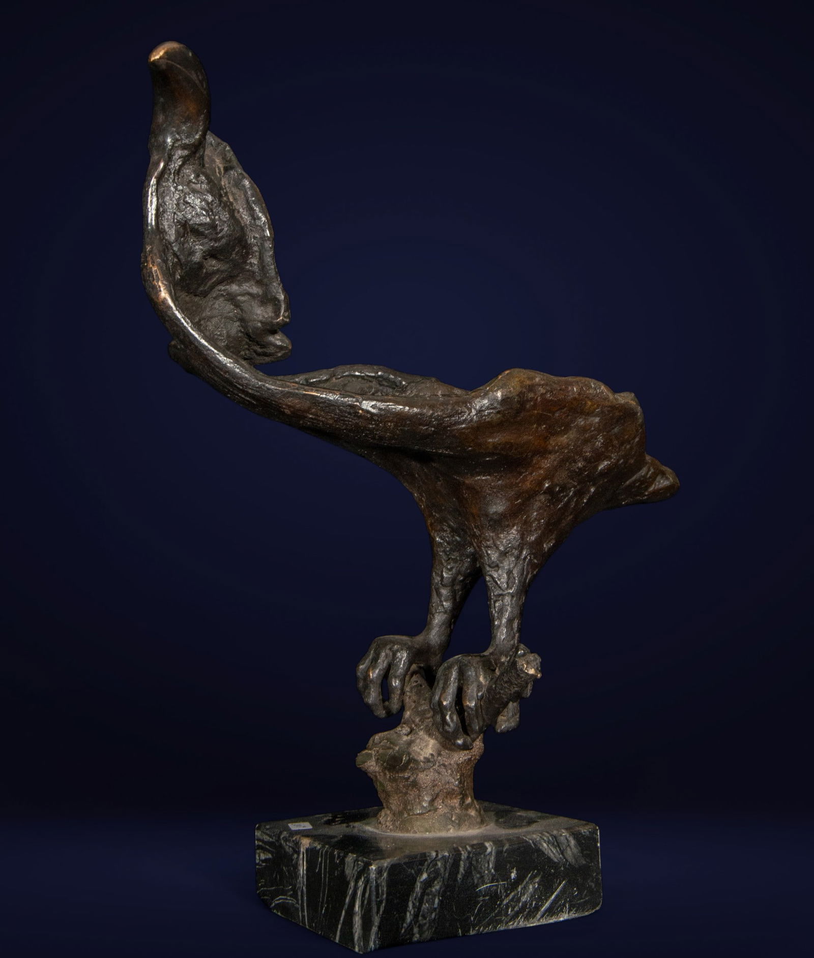 Patinated bronze eagle sculpture. European School. 20th century. (1 of 4)