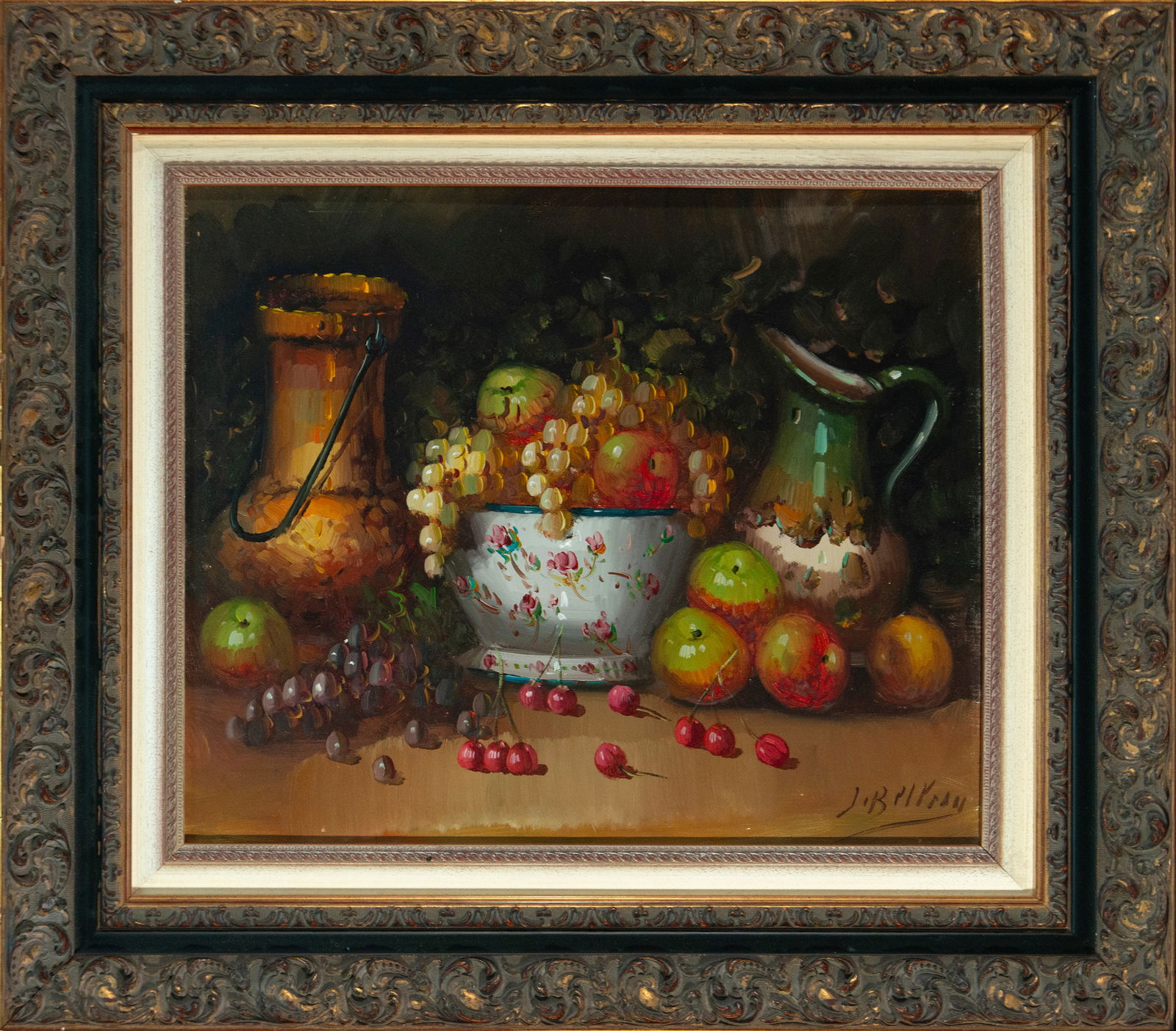 Still life with fruit and ceramics. Signed J. Baltrán. Spanish School. 20th century (1 of 4)