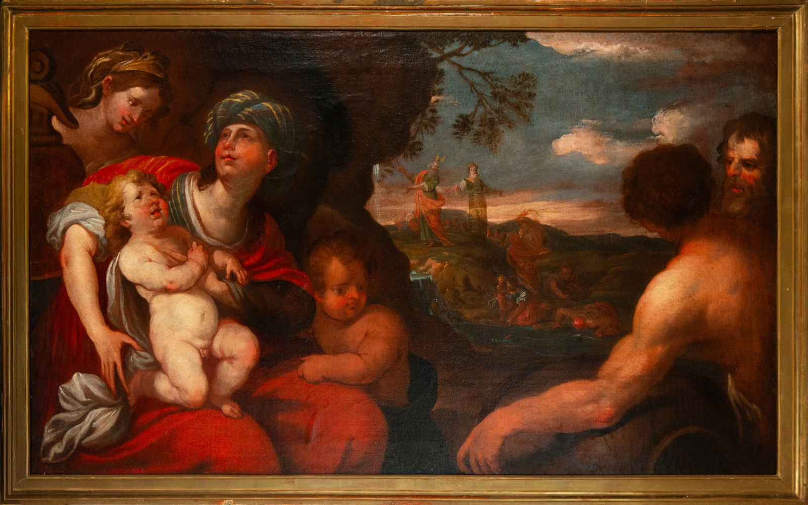 Moses and the Miracle of the Rock. Attributed to Giovanni Lorenzo Bartoletto. Italian School. 17th (1 of 6)