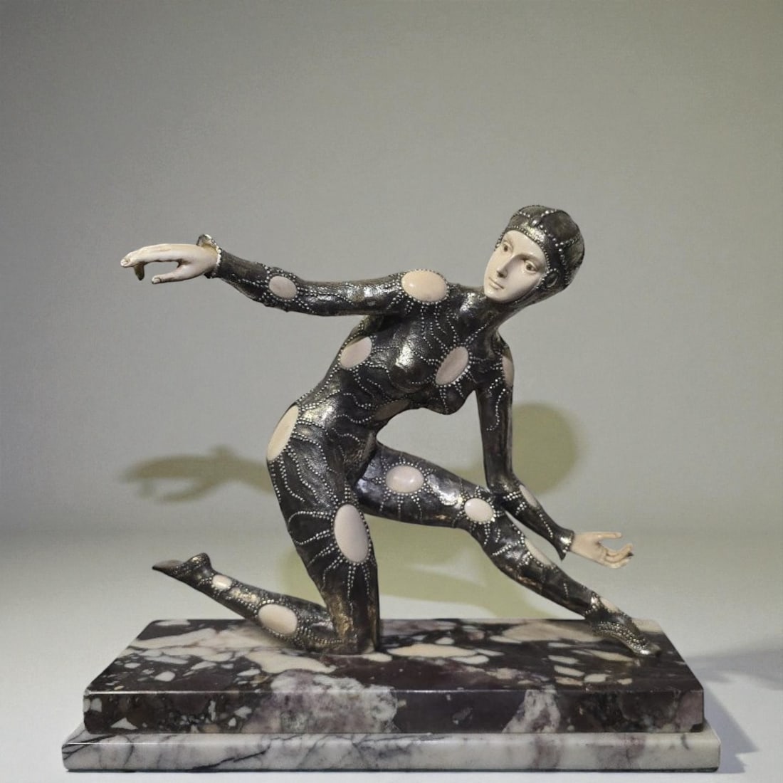 Silver plated bronze sculpture signed Demètre H. Chiparus (1 of 3)