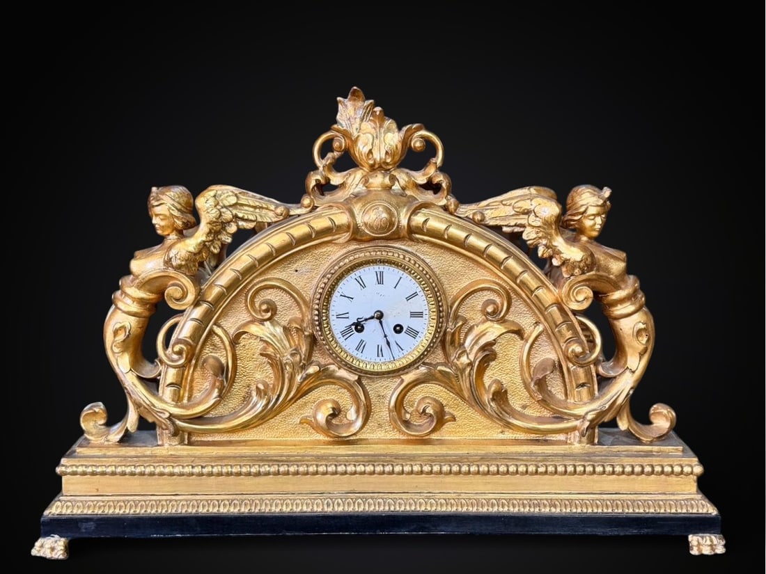 Neoclassical Mantel Clock with Angels. European School. 18th Century (1 of 6)