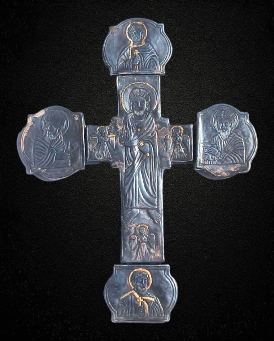 Coptic silver cross with Christ of distinctly African features, 14th century (1 of 5)