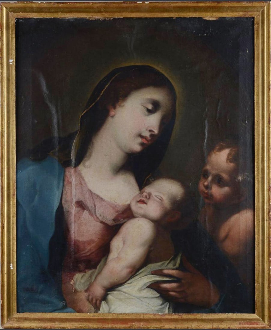 17th Century Italian School Virgin with Child and Saint John the Baptist (1 of 3)