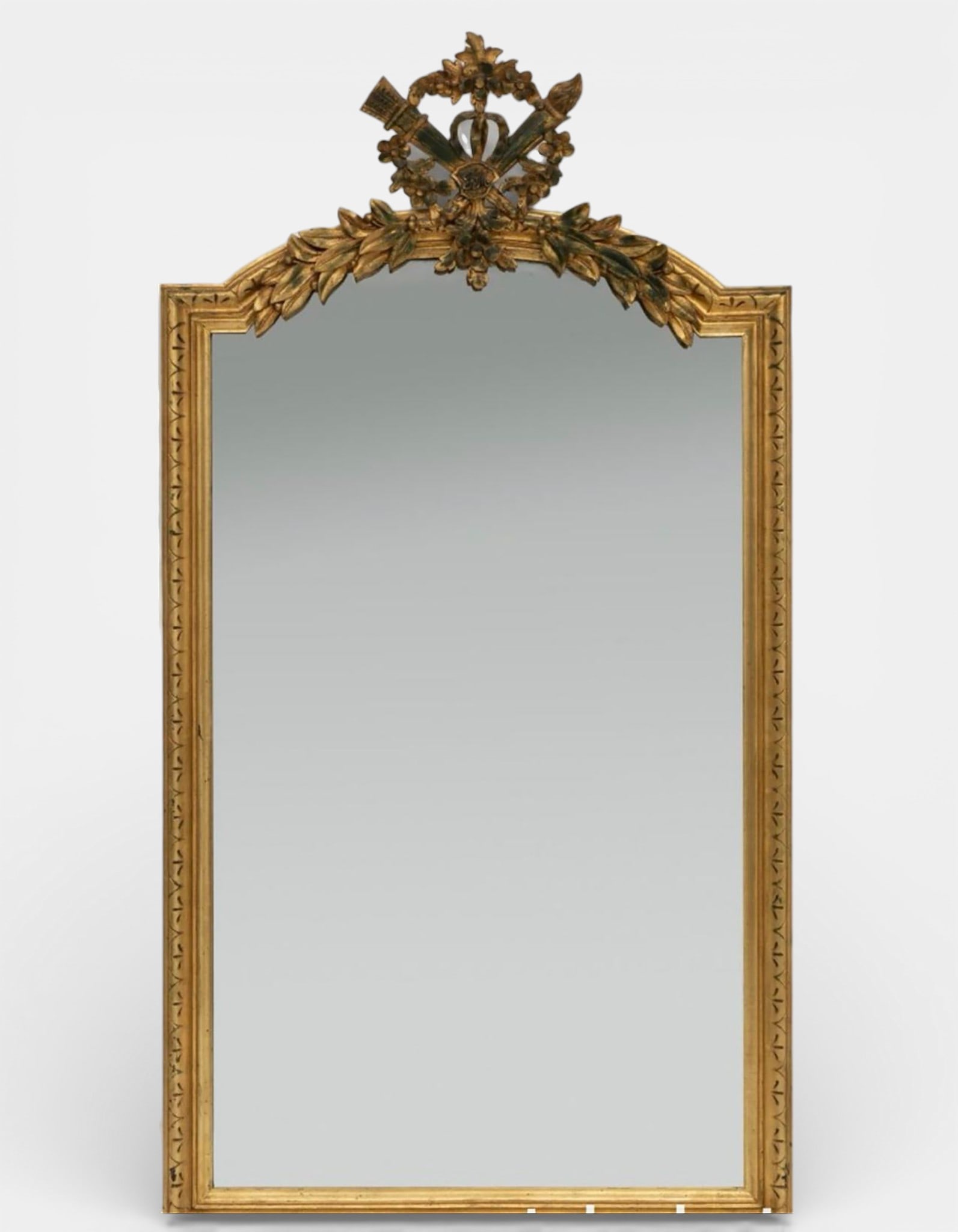 Louis XVI style mirror; 19th century France. Carved and gilded wood. (1 of 3)