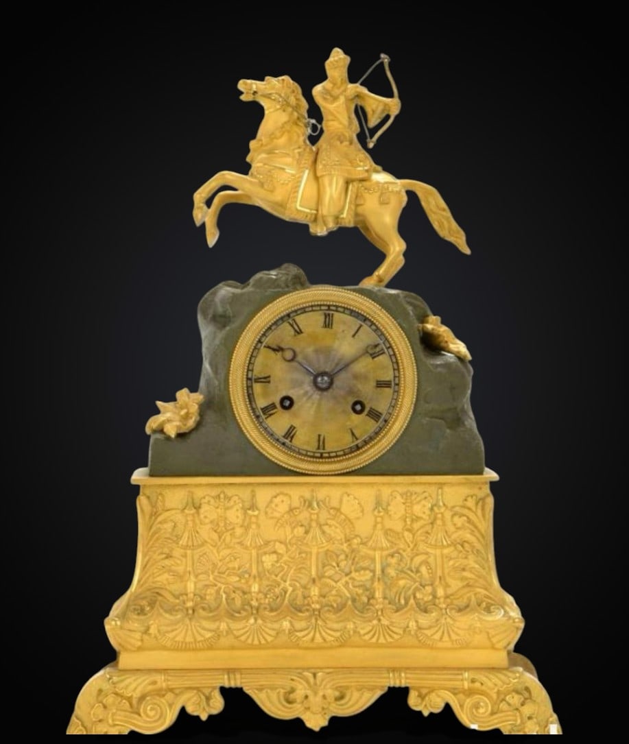 19th century French ormolu bronze clock for the Chinese market, featuring a Chinese warrior (1 of 6)