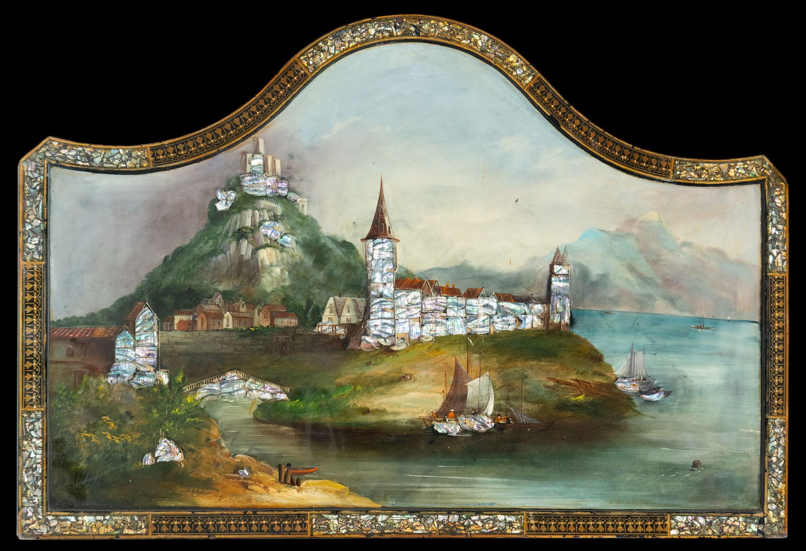 Katz of the Rhine, German school, mother-of-pearl diorama, 19th century. (1 of 4)