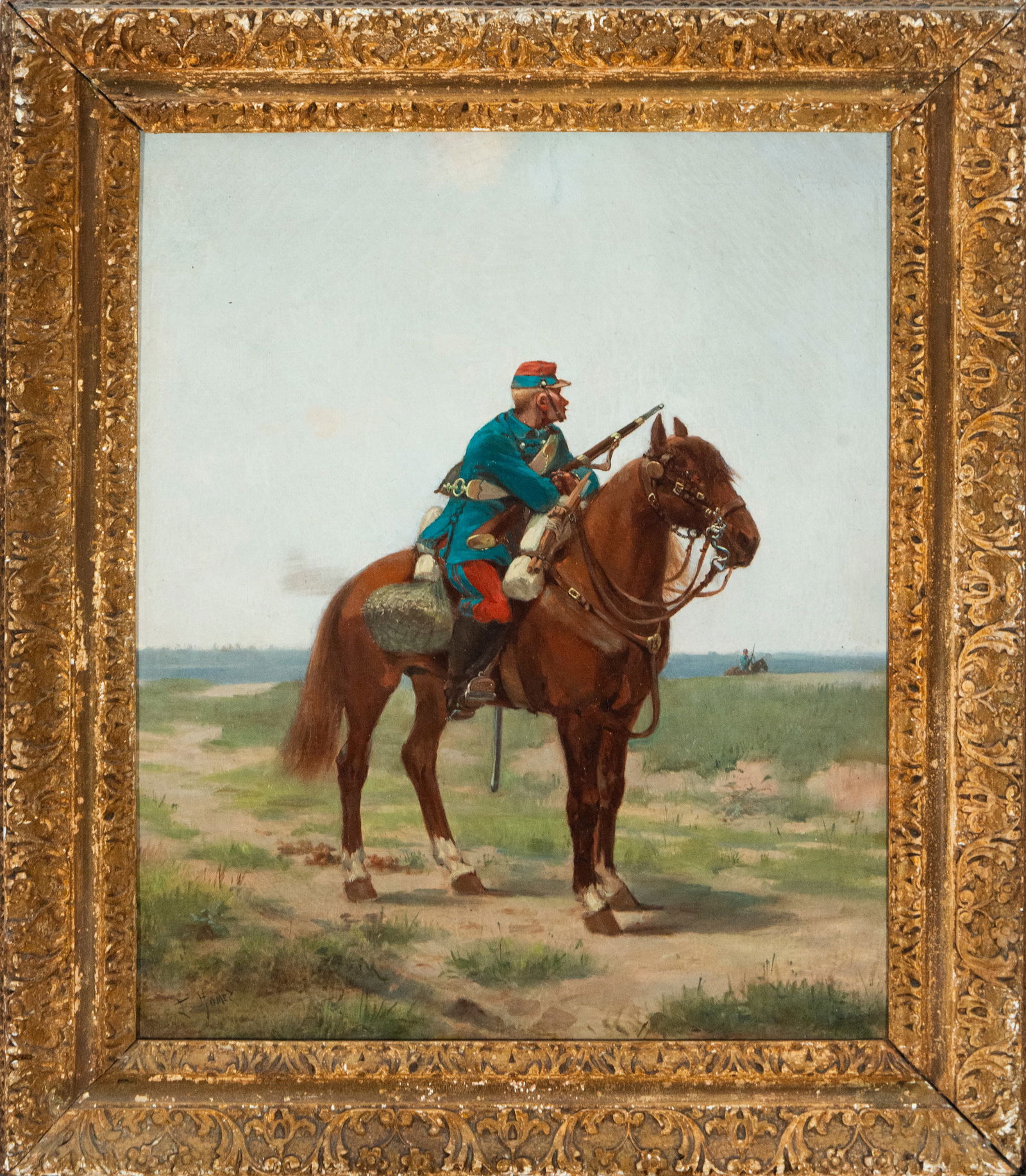 ENRIQUE GÓMEZ MART?N (Seville, 19th century) Mounted Officer (1 of 4)