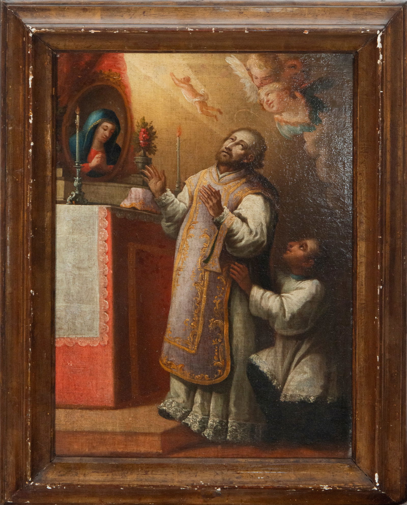 Saint Louis Gonzaga in prayer. Colonial School, Mexico - 18th Century. (1 of 5)