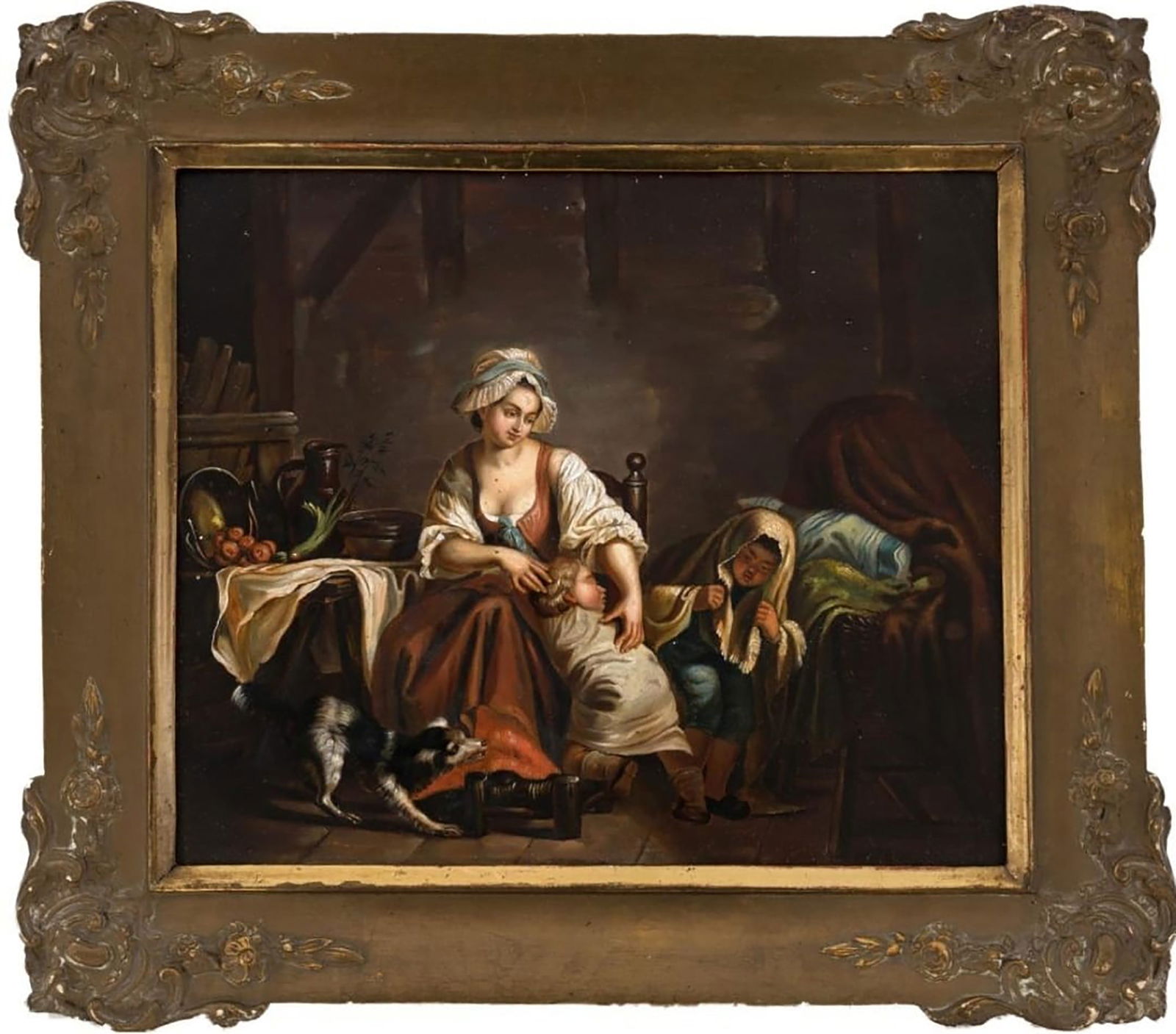 Family interior. Central European school. 19th century. (1 of 3)